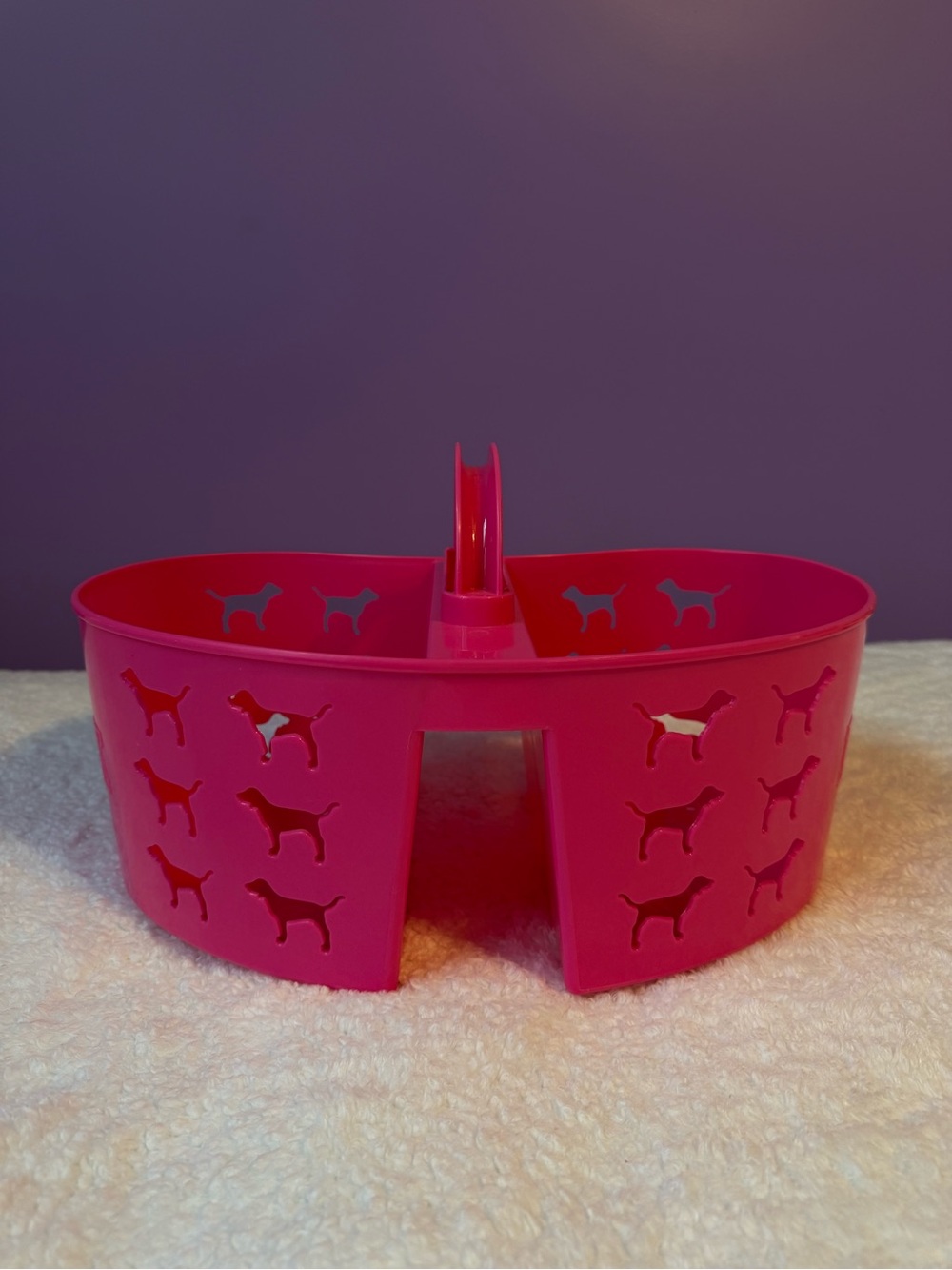 Victorias Secret PINK - Hot Pink Plastic Caddy with Dog Cutouts